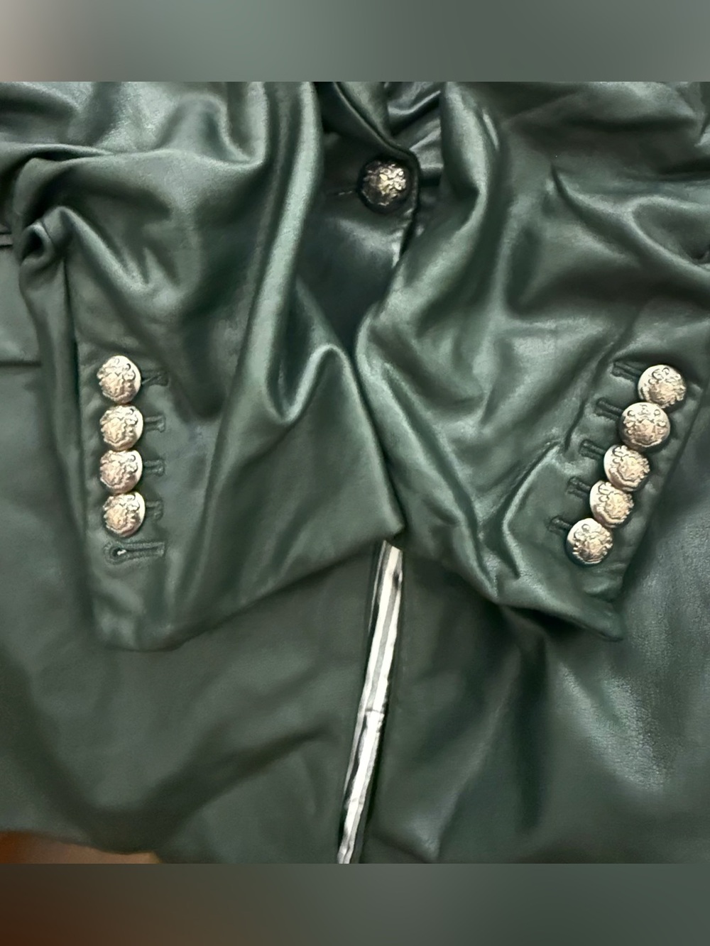 Veronica Beard Hollis Dickey Faux Leather Blazer | Forest Green Size 8 - Picture 9 of 14